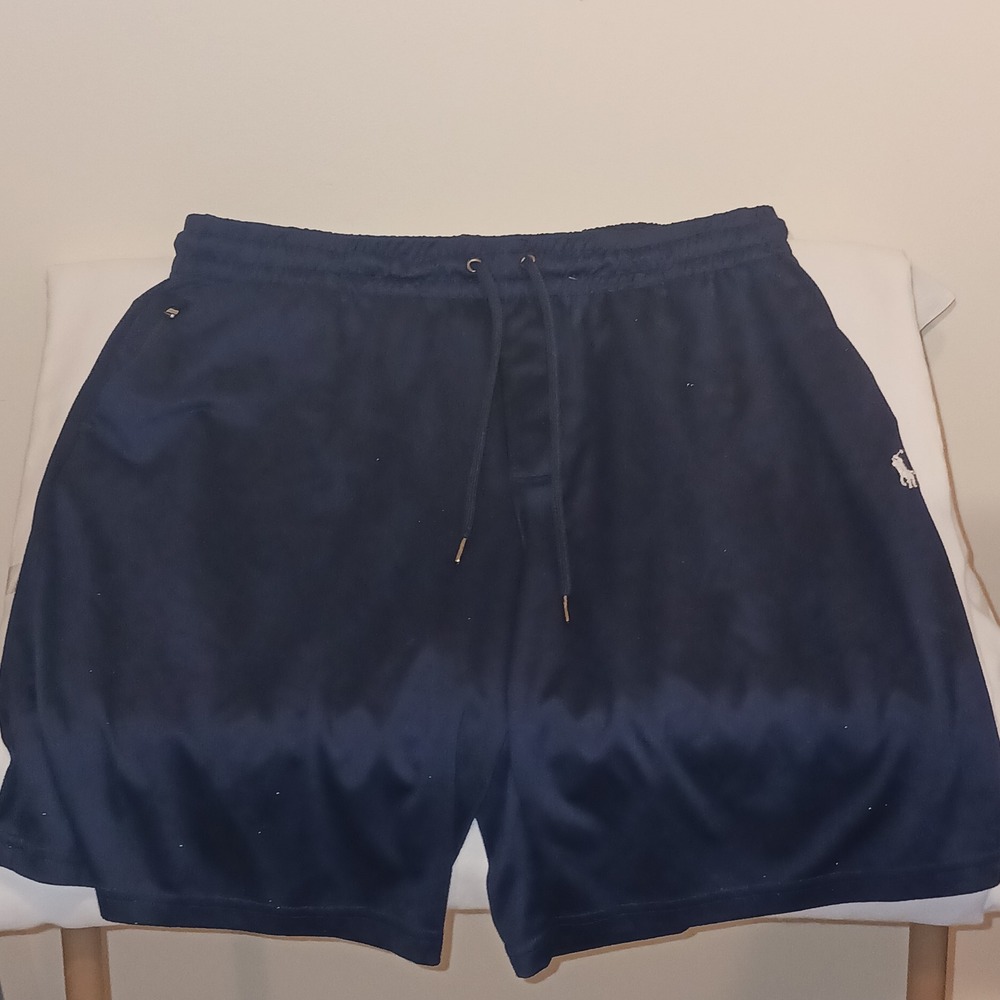 Polo Ralph Lauren Mens Navy Blue Athletic Training Shorts Pony Logo L